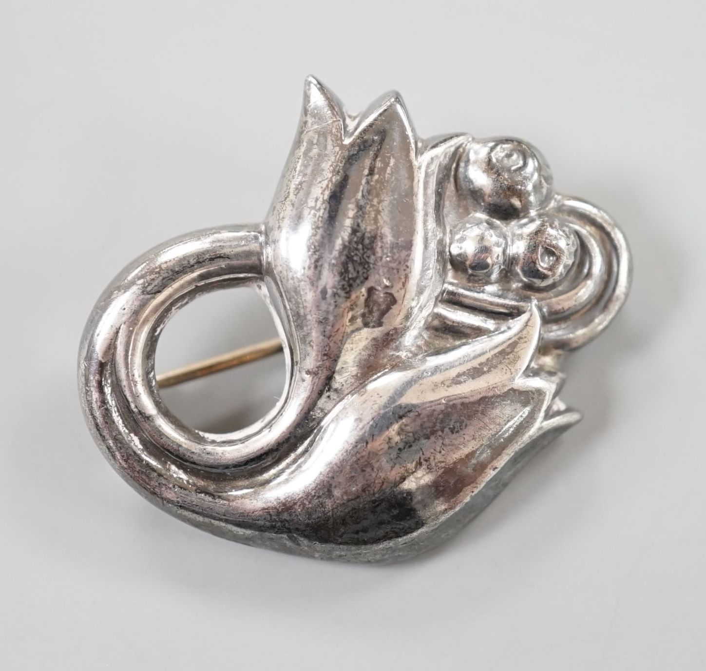 A Georg Jensen USA sterling tulip brooch, no.100A, 31mm.